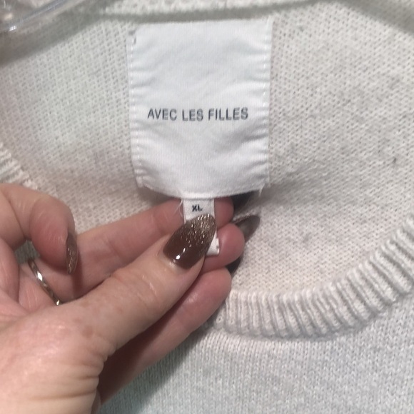 Avec Les Filles black and white block sweater harlequin cotton and wool L - Picture 2 of 8